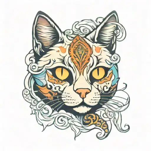 ghost cat tattoo design idea