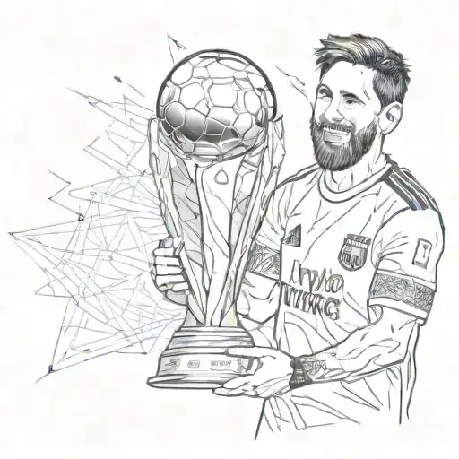  Messi shadow holding world cup trophy 2022 tattoo design idea