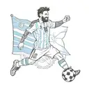 argentine flag, messi with world cup trophy 2022 tattoo design idea
