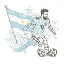 argentine flag, messi with world cup trophy 2022 tattoo design idea