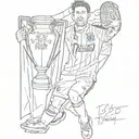  Messi back in jersey (M10) holding world cup trophy 2022 tattoo design idea