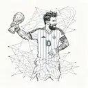  Messi back in jersey (M10) holding world cup trophy 2022 tattoo design idea