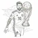  Messi back in jersey (M10) holding world cup trophy 2022 tattoo design idea
