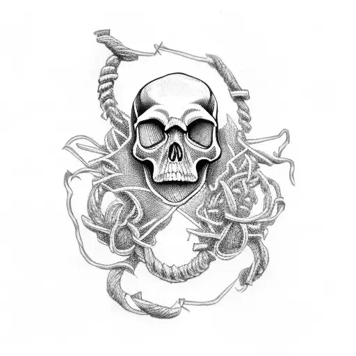 skull with noose tattoo design idea
