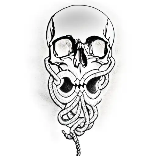 skull with noose tattoo design idea