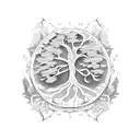2D tree and root without leaf  tattoo design idea