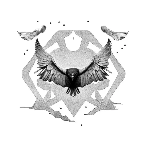 Norse Raven Determined tattoo design idea