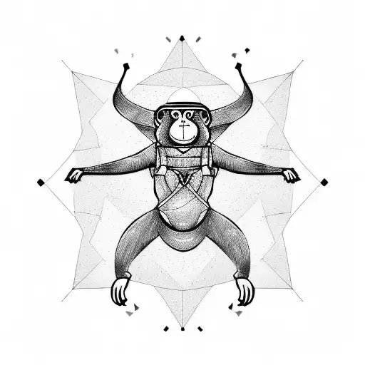skydiving monkey tattoo design idea