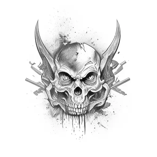 broken evil tattoo design idea