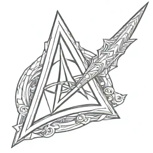 deathly hallows symbol incorporated in a star trek badge tattoo design idea