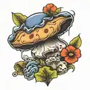 panther magic mushroom tattoo design idea