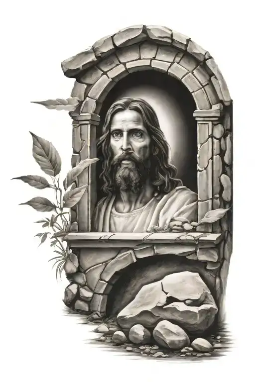 Jesus' empty tomb tattoo design idea