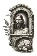 Jesus' empty tomb tattoo design idea