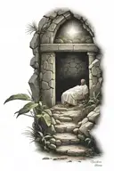 Jesus' empty tomb tattoo design idea