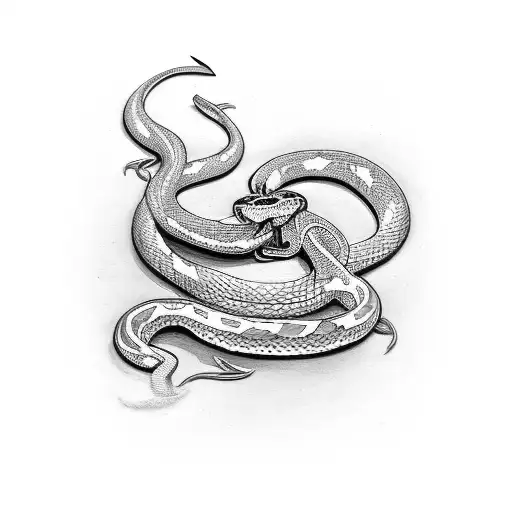 knife with snake wrapped around blade tattoo design idea