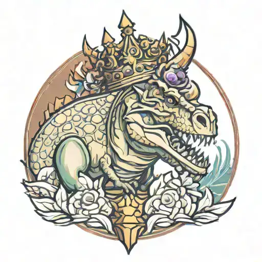 Dino with crown made tattoo design idea