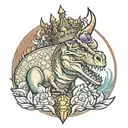 Dino with crown made tattoo design idea