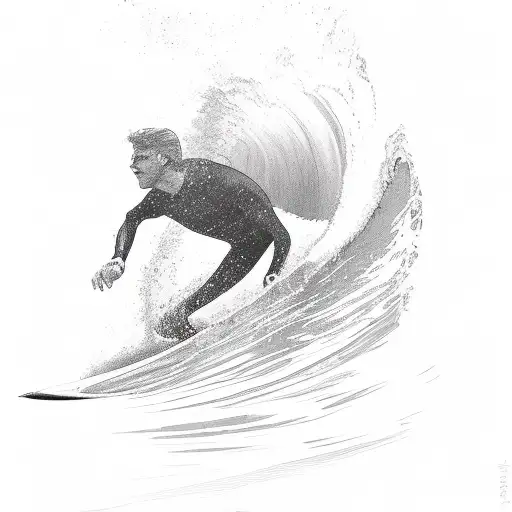 perspective with surfing tattoo design idea