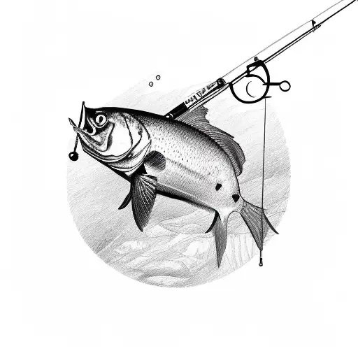 perspective with fishing tattoo design idea