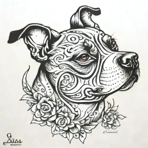 Jessie calligraphy staffie tattoo design idea