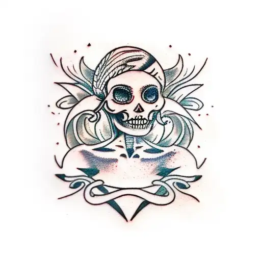 lady with skull and skeleton hands all over her tattoo design idea
