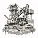 Create a tattoo of a construction site with cranes, bulldozers, and workers in action tattoo design idea