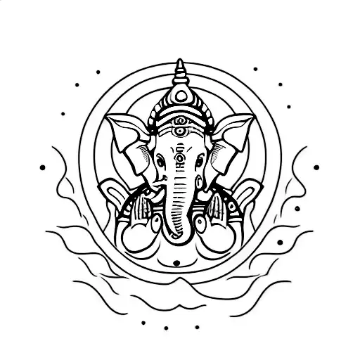 Ganesha fineline tattoo design idea