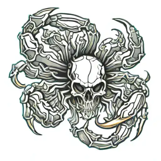 scorpion crab skull tattoo design idea
