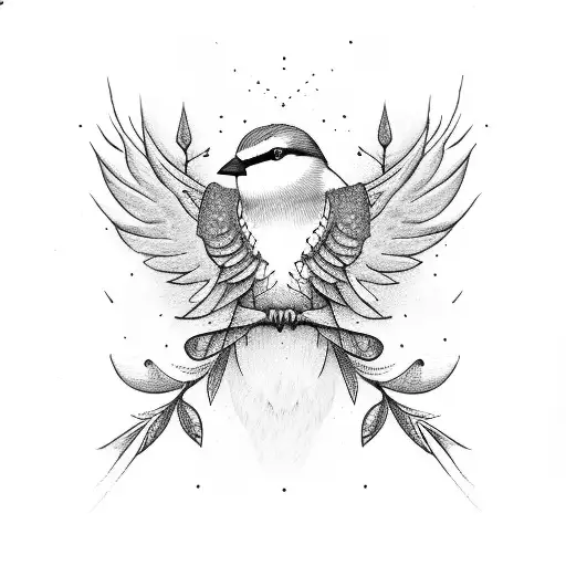 bird with name Esperanza tattoo design idea