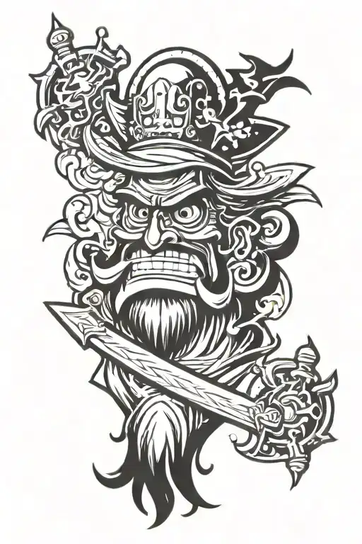 whitebeard emblem with whitebeard character from one piece tattoo design idea