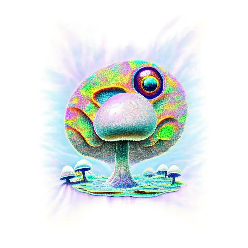 psychadelic mushroom pinkfloyd frog tattoo design idea