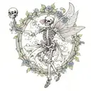 fairy dancing skeleton tattoo design idea