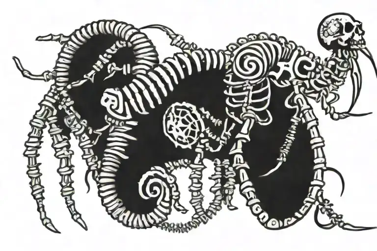 cybertribal centipede skeleton tattoo design idea