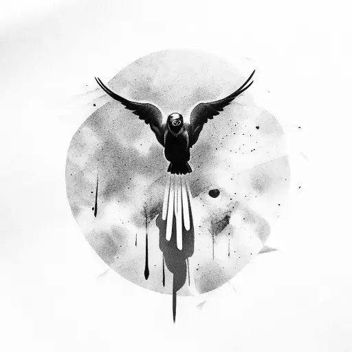 Front Facing Raven body tattoo design idea