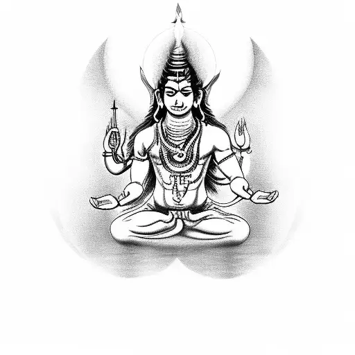 Lord Shiva meditating with the 7 chakras  tattoo design idea