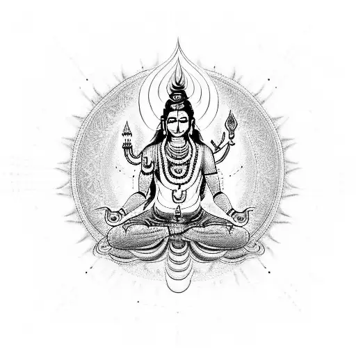 Lord Shiva meditating with the 7 chakras 7 chakras as his aura tattoo design idea