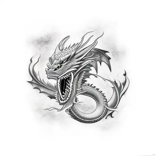 Dragon with five heads tattoo design idea