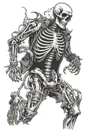 a man dancing, but half of his body is a skeleton. He is joyful. You make edens out of wastelands tattoo design idea