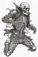 a man dancing, but half of his body is a skeleton. He is joyful. You make edens out of wastelands tattoo design idea