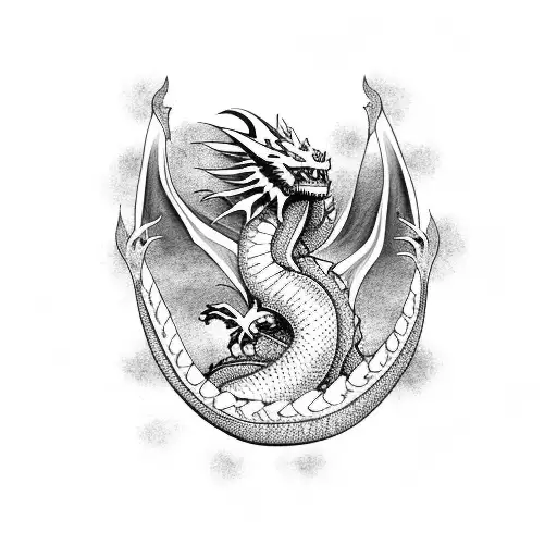 Dragon with trees tattoo design idea
