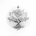 Tree,cross sign ,animal tattoo design idea