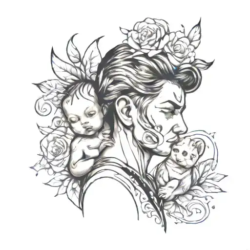 life and baby boy tattoo design idea