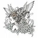 life and baby boy tattoo design idea