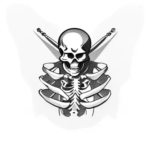 A skeleton playing a video game with a dark humor twist tattoo design idea
