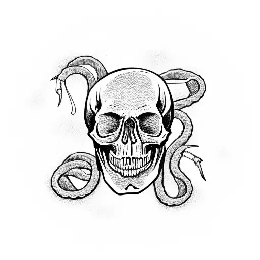 Skull with snakes tattoo design idea