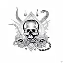 Skull with snakes tattoo design idea