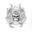 Skull with snakes tattoo design idea