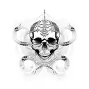 Skull with snakes tattoo design idea