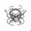 Skull with snakes tattoo design idea