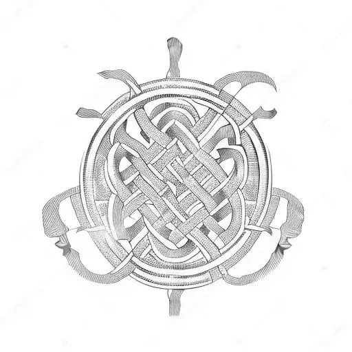 viking knot full arm sleeve tribal tattoo design idea
